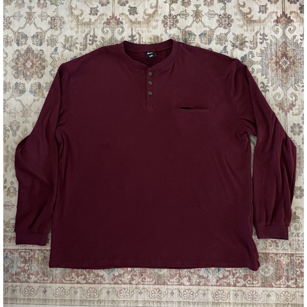 Gents Bliss Henley Shirt Long Sleeve Red Size Mens XXL